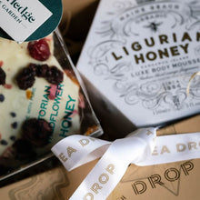 Load image into Gallery viewer, King Island Ligurian Honey Hand & Body Wash 500ml King Island Ligurian Honey Luxe Body Mousse 150ml Bramble & Hedge Sour Cherry, Cranberry & Candied Violet Honeycomb - 200g Limited edition Arida x Isla Lumiere Carousel Candle with soy wax, wood wick and scented with an Australian Bush Fragrance Bramble and Hedge artisan Honeycomb Christmas Edition lemongrass and ginger loose leaf herbal tisane by TEA DROP 50G